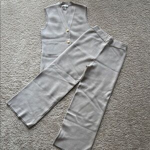 Women's tan Pants & Vest Set